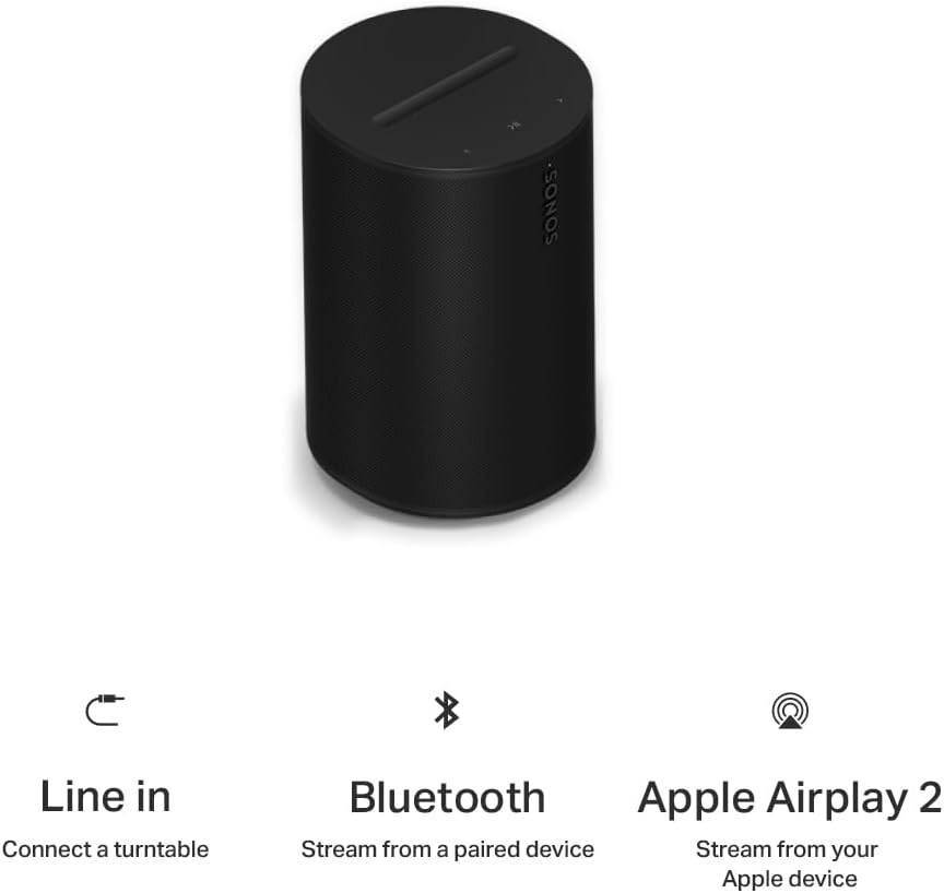 Sonos Era 100 SL - Compact, Microphone-Free Speaker with WiFi, Bluetooth - Black