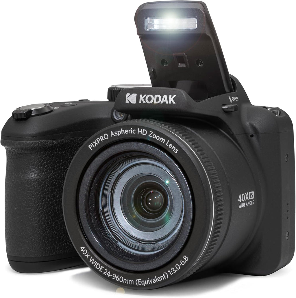 KODAK PIXPRO AZ405-BK 20MP Digital Camera 40X Optical Zoom 24mm Wide Angle Lens Optical Image Stabilization 1080P Full HD Video 3" LCD Vlogging Camera. Bundle with SD Card and Camera