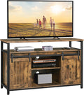 Yaheetech TV Stand, Entertainment Center with Storage Cabinets for 55 Inches TV, Barn Door TV Stand with Height Adjustable Shelves, Farmhouse TV Console for Living Room, 47 Inch