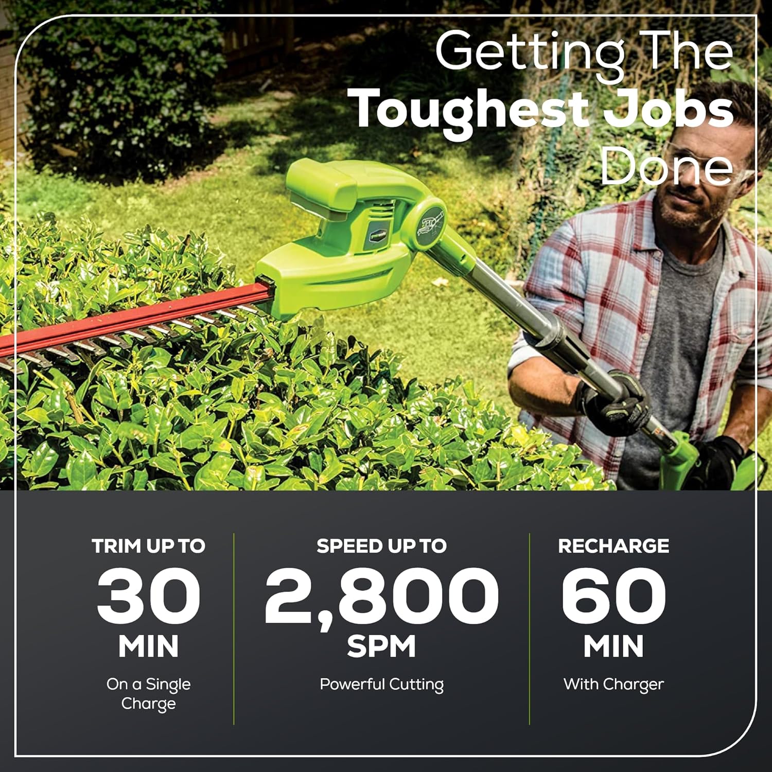 Greenworks 40V 20" Cordless Pole Hedge Trimmer, 2.0Ah Battery and Charger Included