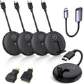 Wireless HDMI Four Receivers and Transmitter,165FT/50M,Splitter Plug and Play,Wirelessly Simultaneous Expansion to Multi-TVs,1080P Full HD for Streaming from Laptop,Camera,PC to TV/Projector