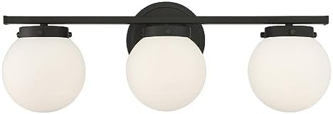3 Light Bath Vanity in mid-Century Modern Style-8 Inches Tall and 24 Inches Wide-Matte Black Finish