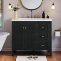 YITAHOME 36" Bathroom Vanity with Sink Set, Vintage Bathroom Cabinet Vanity with Resin Basin, Extra Large Storage with 2 Soft-Closing Doors & 3 Drawers, Black