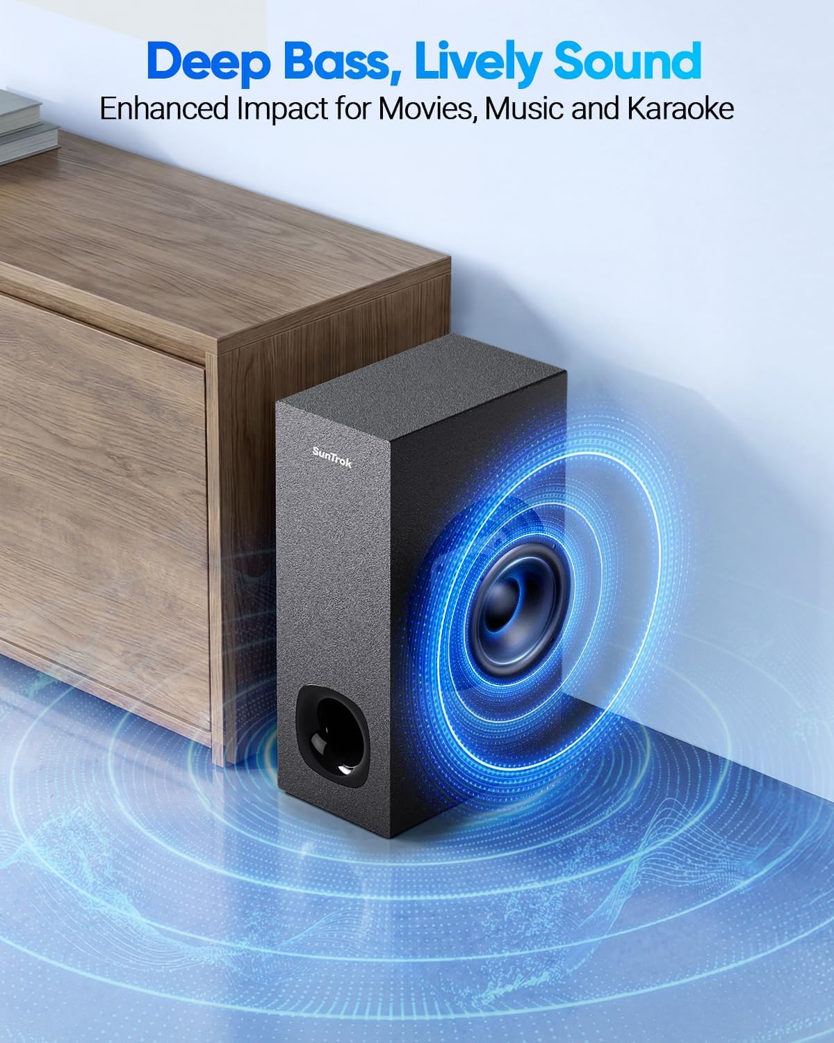Soundbar with Subwoofer for TV, Home Theater Bluetooth 5.3 Speaker System with 2 Wireless Karaoke Mics, Surround Sound Audio with HDMI ARC, Optical, AUX, USB for Movie, Music, Family Party(Peak 240W)