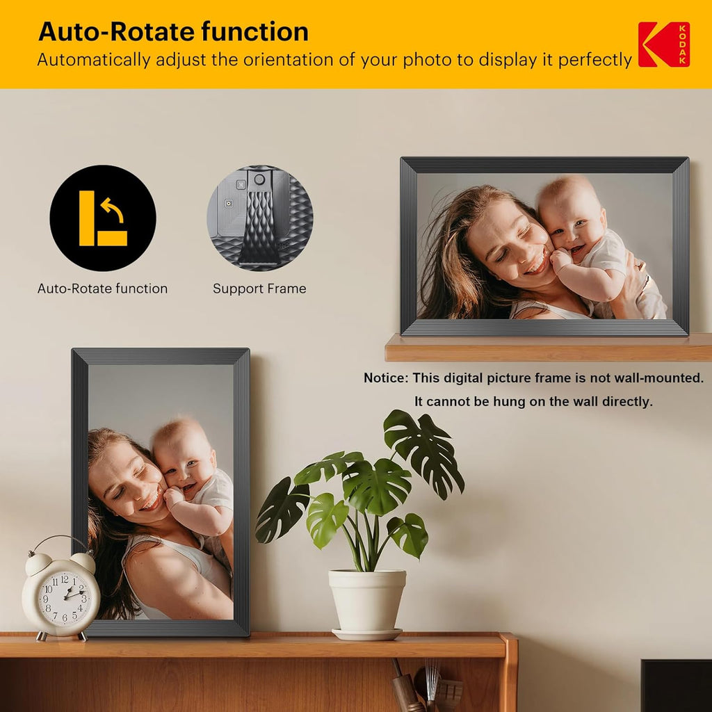 KODAK 15.6 Inch WiFi Digital Picture Frame, FHD 1080P IPS Touch Screen Photo Frame with 32GB Storage, App/Email/Google Photos Sharing, Video & Music Playback, Smart Calendar Weather, Gift for Mom