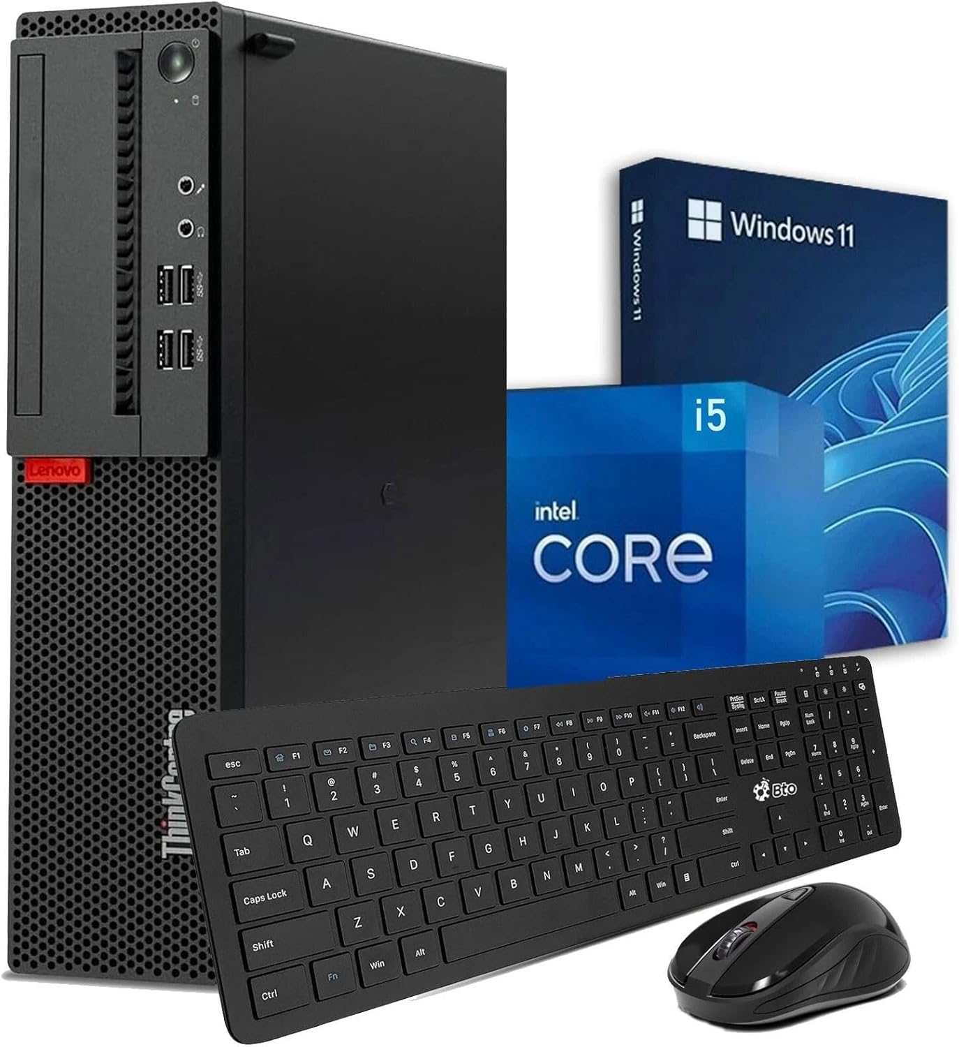 Lenovo ThinkCentre M910S Desktop Computer PC - Intel Core i5-7500 7th Gen - 32GB DDR4 Ram - 512GB SSD - WiFi - Wireless Keyboard & Mouse - Windows 11 Pro (Renewed)