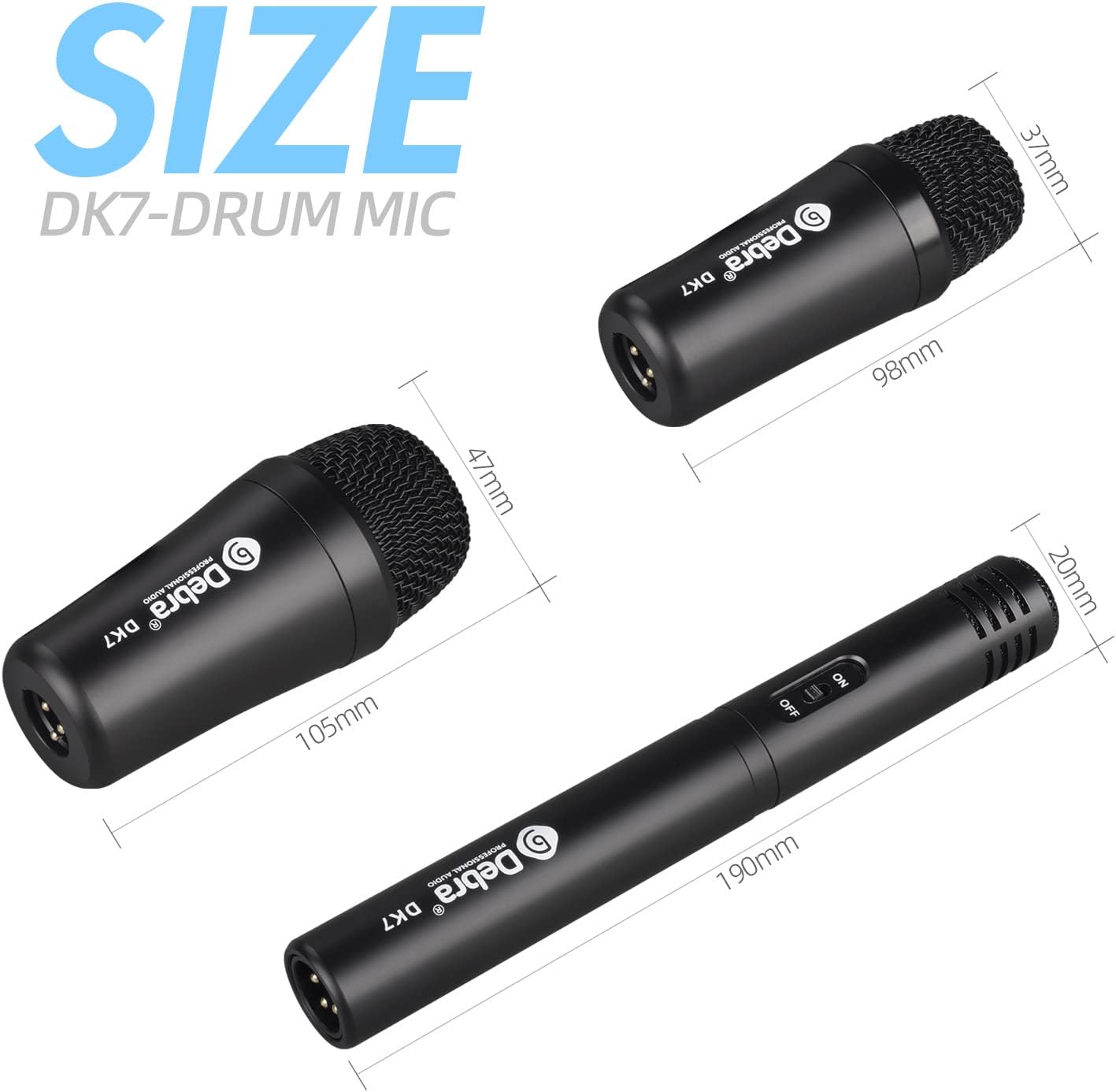D Debra DK7 Pro 7-Piece Wired Drum Microphone Kit for Performing and Recording Drummers, Includes Mics, Mic Clip with Options for Kick Drums, Snare, Rack/Floor Toms, Congas and Cymbals