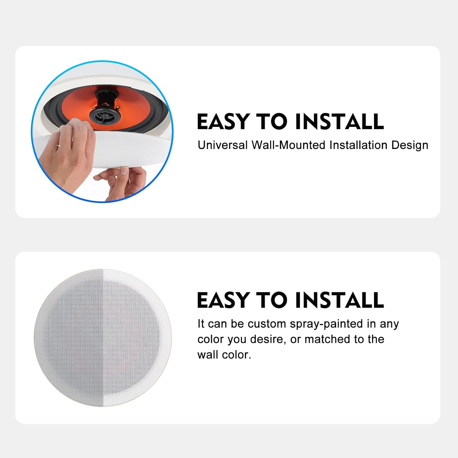 STUDIOFINIX 6.5 Inch Bluetooth 5.4 Ceiling Speakers with 4-Zone 8-Channel Amplifier,Independent Zone Volume Control for Home Theater, Studio,Multi-Room Audio System（8 Speakers）