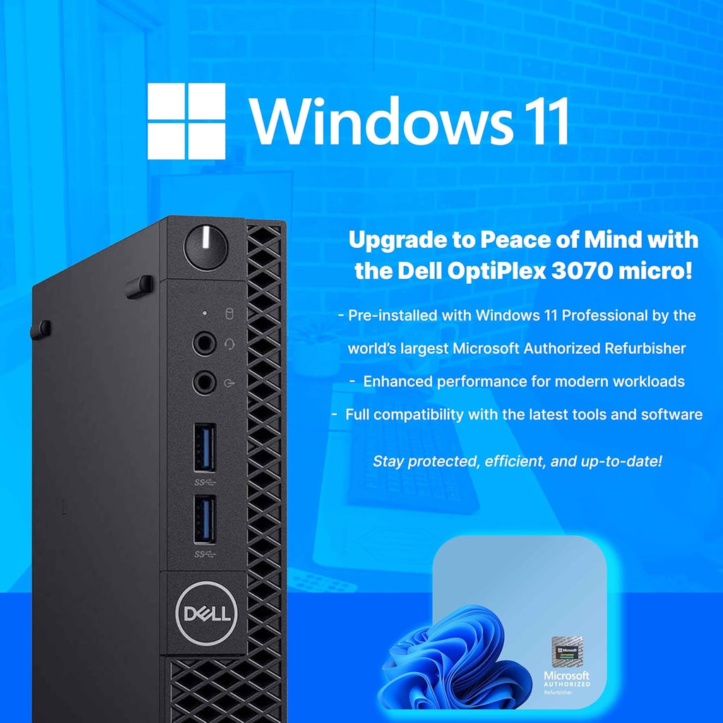 Dell Optiplex 3070 Micro PC | Windows 11 Pro | Intel i5-9500 | 8GB RAM + 250GB SSD | 5G WiFi + BT | Mini Desktop Computer (Renewed)
