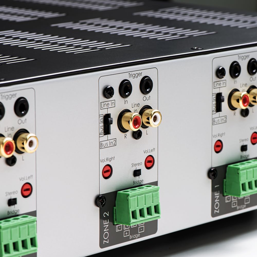 OSD Audio 4-Zone 8-Channel Amplifier with 4 in-Wall 100W Rotary Volume Controls – Multi-Room Audio System with Impedance Matching, 80W RMS per Channel, Bridgeable, Rack Mountable