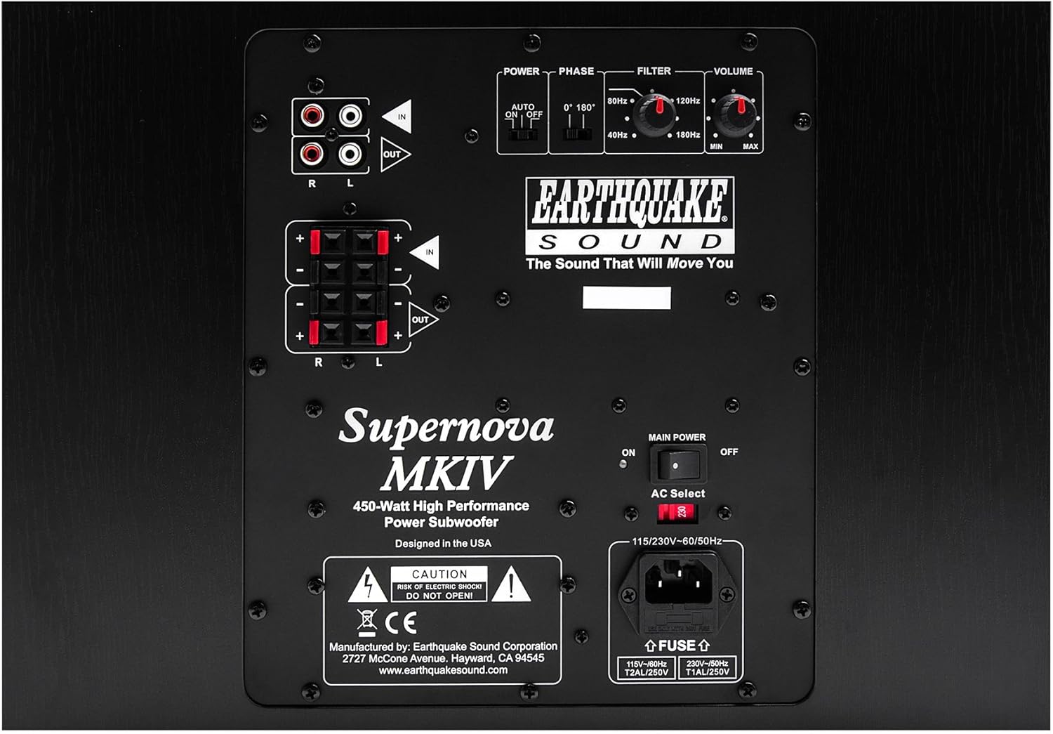 Earthquake Sound Supernova MKIV-10 Powered Subwoofer with SLAPS Technology, Black Ash