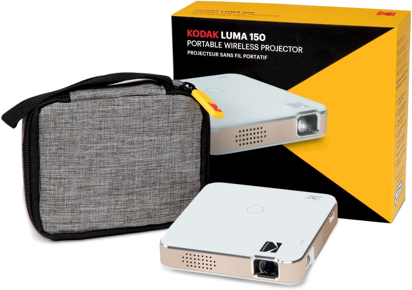 KODAK Luma 150 Pocket Projector | Portable Movie Projector w/ Built-In Speaker for Home & Office Produces Images Up to 150” - Includes Soft Case