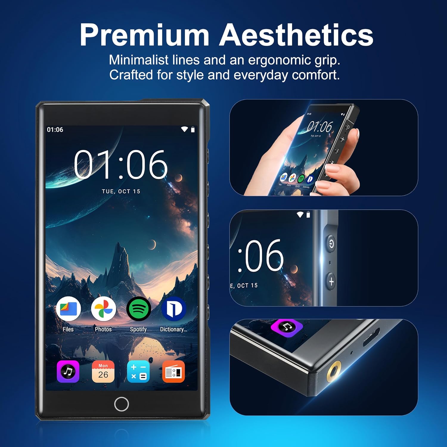144GB Smart MP3 Player with Bluetooth and WiFi,KeenPlus MP4 4.3" Touch Screen and Android 13 Supports Latest Apps & Browsing,Pre-Installed Spotify,Amazon Music & Mainstream Apps,Parental Controls