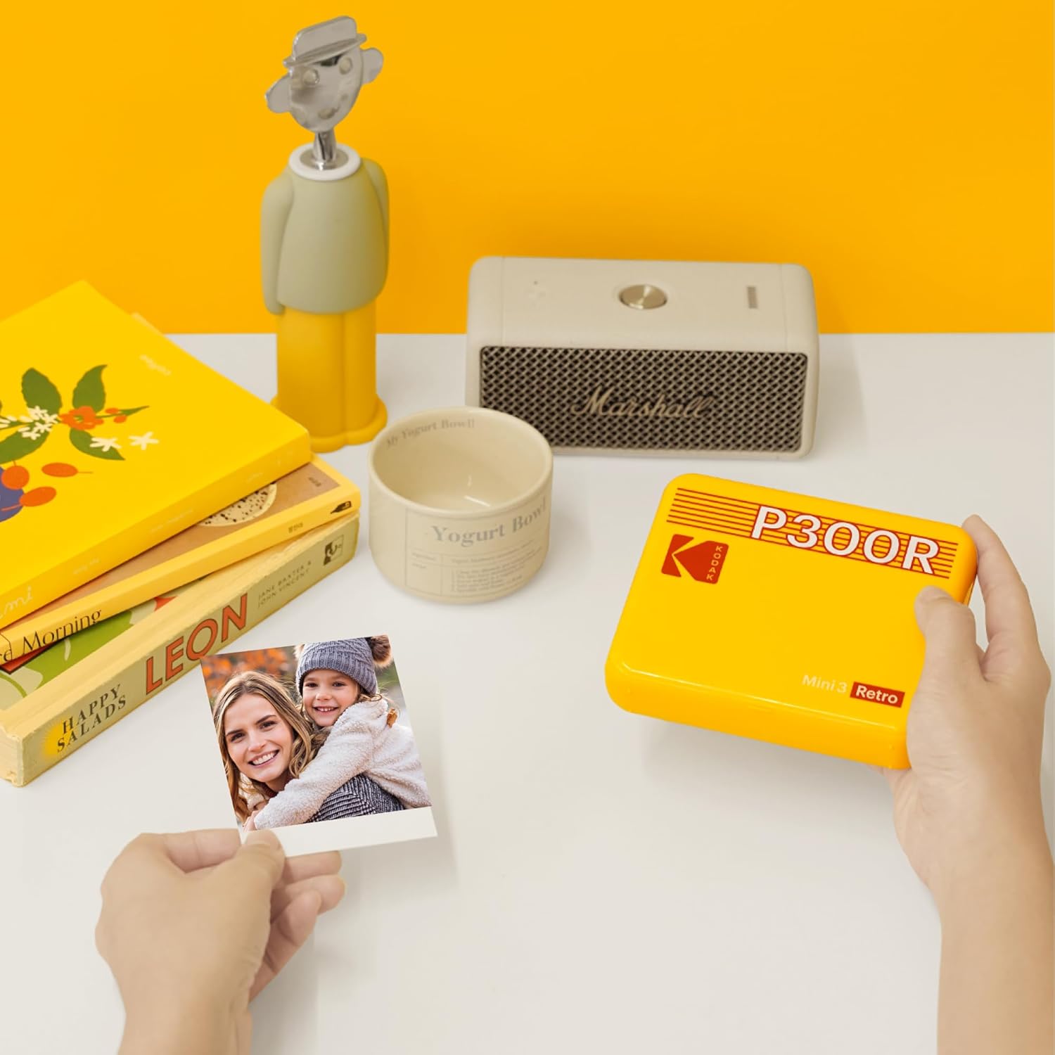 KODAK Mini 3 Retro 3x3'' Portable Photo Printer, 38 Sheets, Bluetooth Smartphone Printer for iPhone & Android, Instant Color Prints, 4PASS Dye Sublimation, Yellow