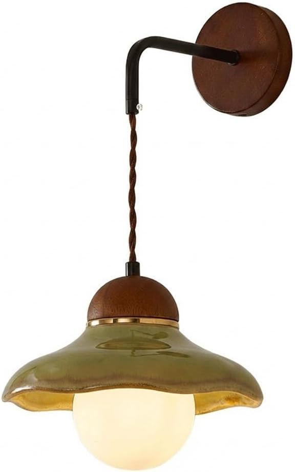 Mid-Century Artisan Iron Sconce, Handcrafted Industrial Wall Hanging Lamp with Rich Walnut Texture Finish; Elegant Decorative Lighting Fixture for Sophisticated Bedroom, Corridor and Studio