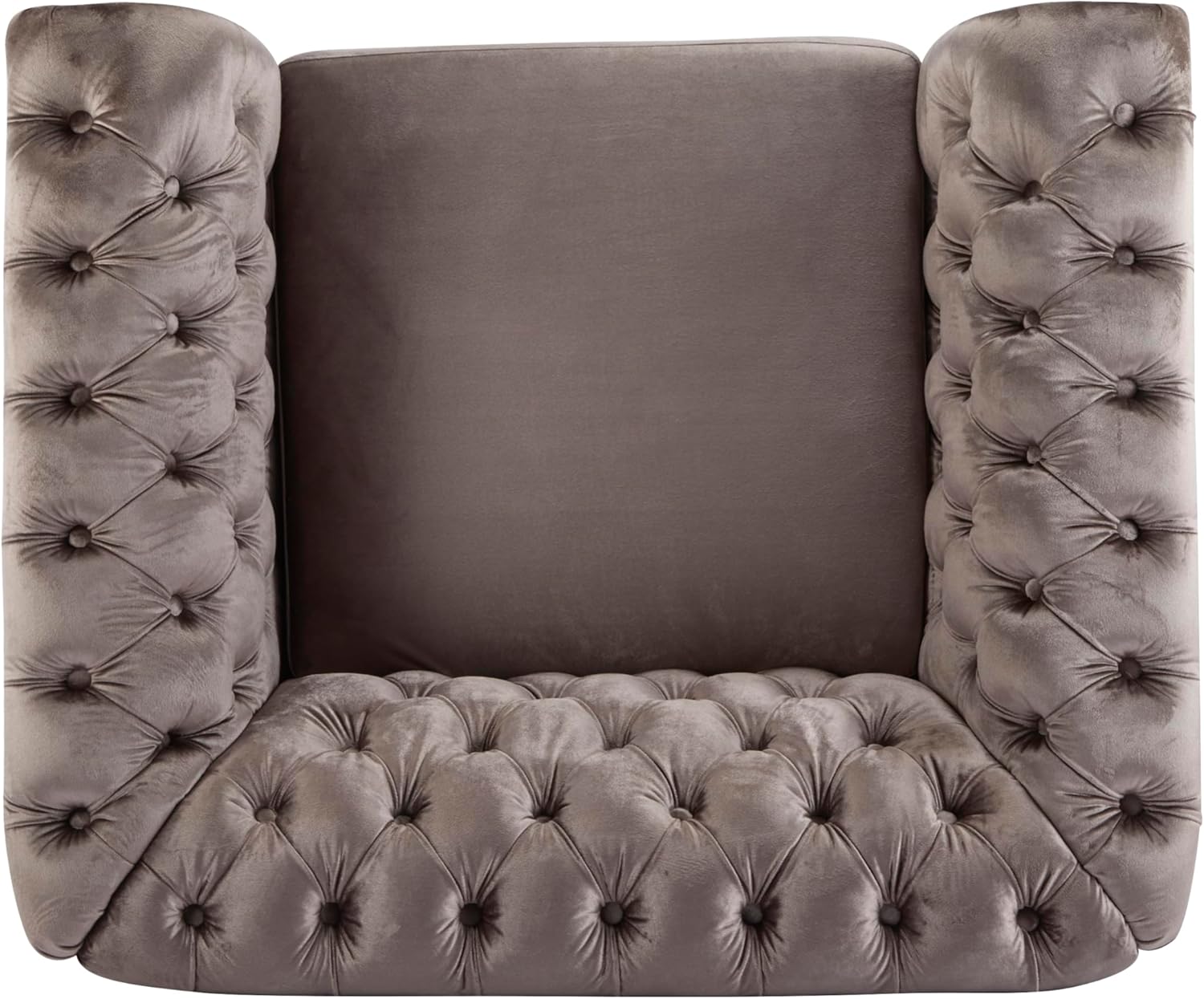 Christopher Knight Home Kitty Chesterfield Club Chair with Solid Wood Frame, Velvet Upholstered Living Room Chair, Button-Tufted Diamond Stitch Single Sofa, Nailhead Accent, Black + Dark Brown