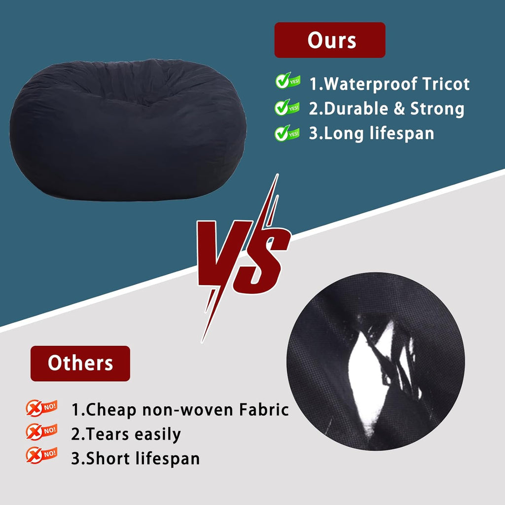 The BigOne Beanbag Family Giant Round Bean Bag Chair-Spacious Comfort Bean Bags Bed for Families, Premium Materials, Perfect for Living Room or Entertainment Room-Cover-Stripe Fur-Brown