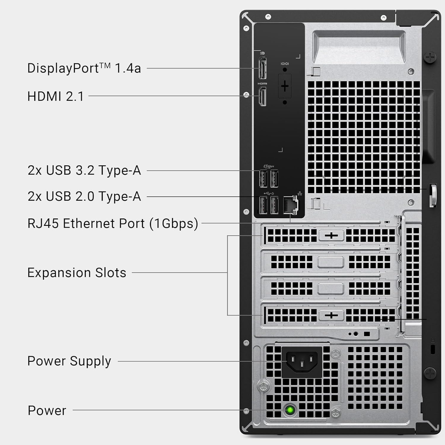 Dell ECT1250 Tower Desktop Computer - Intel Core Ultra 5 225 Processor, 16GB DDR5 RAM, 512GB NVMe SSD, Intel UHD Graphics, Wi-Fi 6 & Bluetooth 5.4, Keyboard & Mouse, AI Copilot, Windows 11 Pro