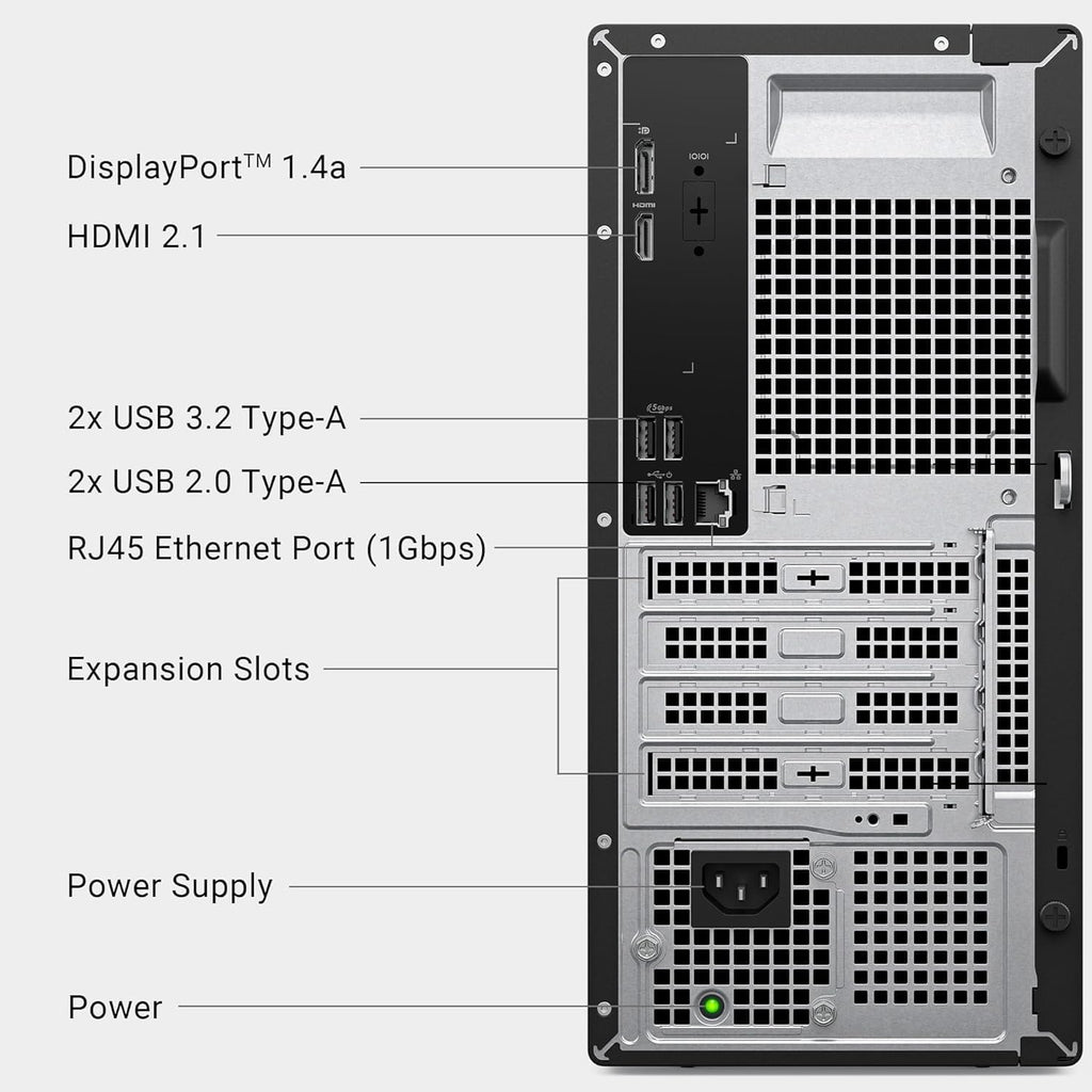 Dell ECT1250 Tower Desktop Computer - Intel Core Ultra 5 225 Processor, 16GB DDR5 RAM, 512GB NVMe SSD, Intel UHD Graphics, Wi-Fi 6 & Bluetooth 5.4, Keyboard & Mouse, AI Copilot, Windows 11 Home