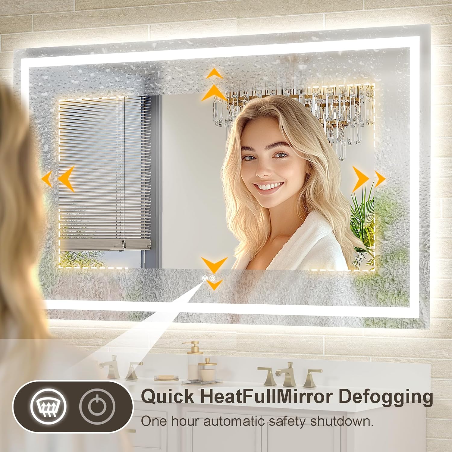 48x30 LED Bathroom Mirror with Lights, Brighter Backlit + Front Lit, Tempered Glass, Dimmable, Multiple Light Modes, Anti-Fog Lighted Bathroom Vanity Mirror for Wall, Memory Function