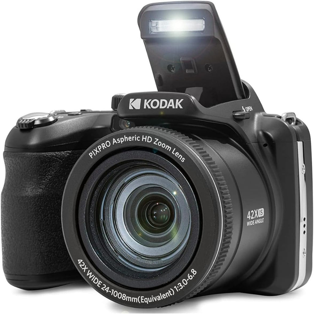 Kodak PIXPRO AZ425 Astro Zoom 20MP Digital Camera with 42x Optical Zoom (Black) Bundle with 32GB SD Card, Battery and Charger, and Tripod (4 Items)