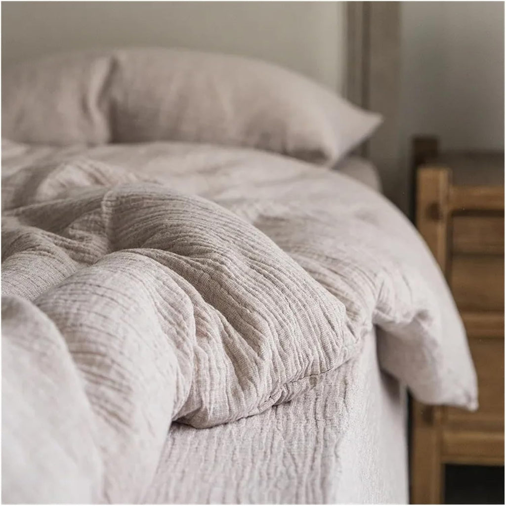 Natural Health Cotton and Linen Bedding Set Plain Color Super Soft Breathable Double Queen King Duvet Cover Bed Sheet Pillowcase,Bedding