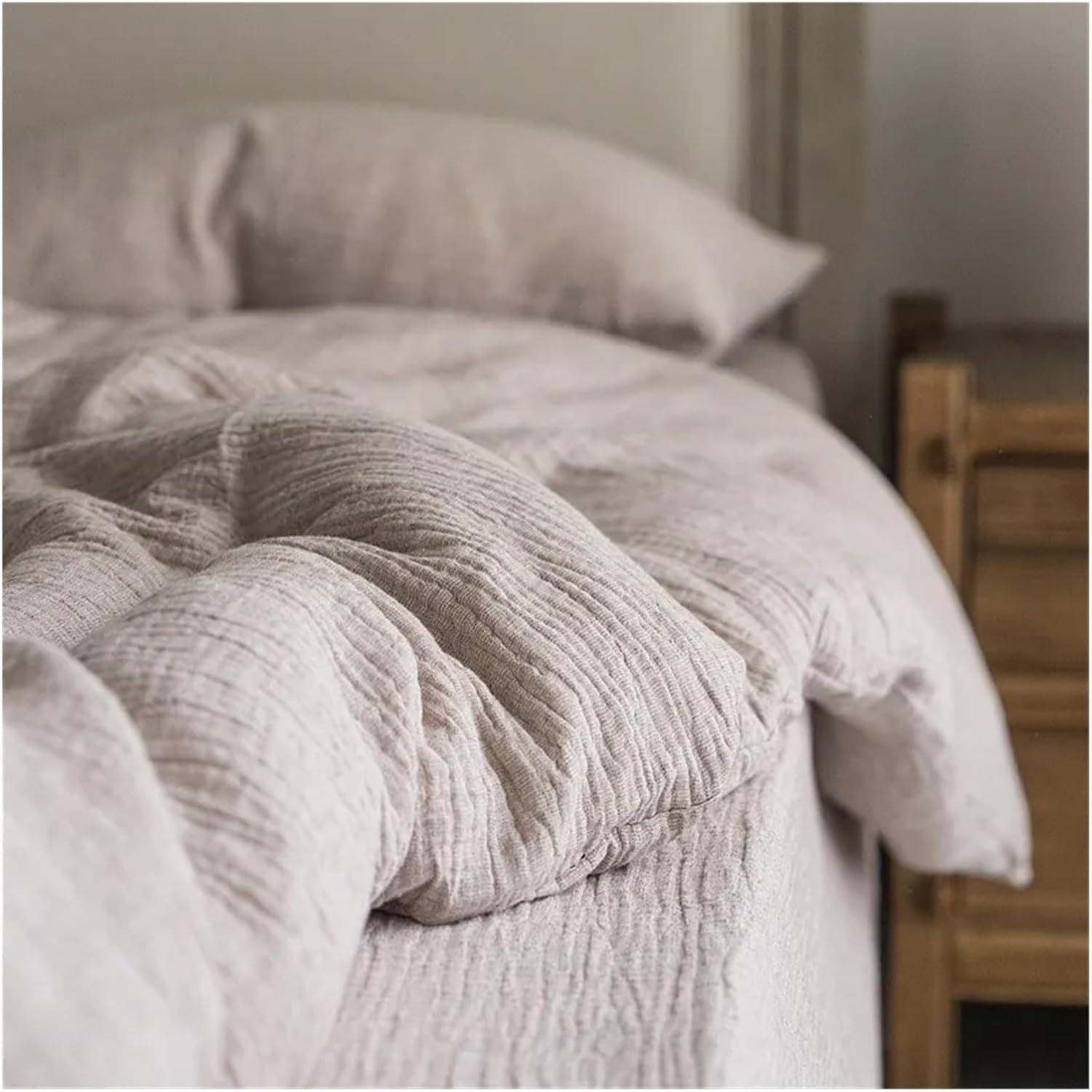 Natural Health Cotton and Linen Bedding Set Plain Color Super Soft Breathable Double Queen King Duvet Cover Bed Sheet Pillowcase,Bedding