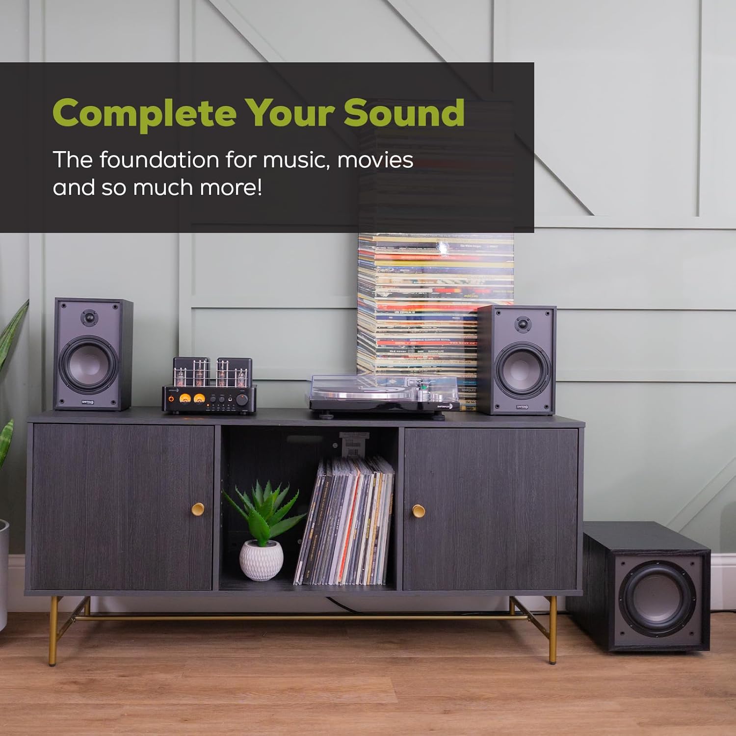 Dayton Audio Classic CS1000 – 10" 180W Powered Subwoofer with Class-D Amplifier, Deep Bass and Clean Design for Home Theater & Music – Black