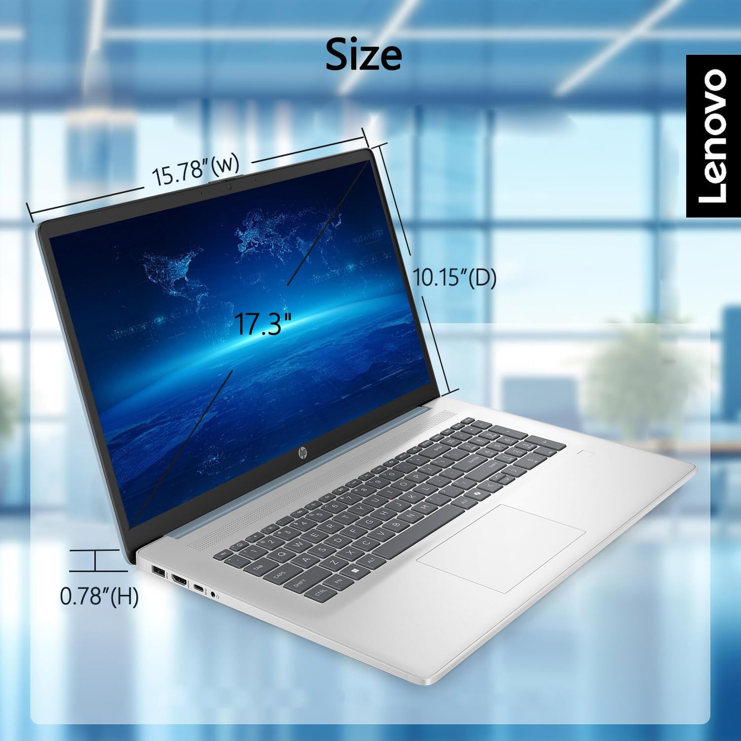 HP 17 Laptop, 17.3” HD+ Display, 11th Gen Intel Core i3-1125G4 Processor, 16GB RAM, 512GB SSD, Wi-Fi, HDMI, Webcam, Windows 11 Home, Silver