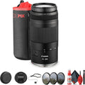 Canon RF 75-300mm F4-5.6 Telephoto Zoom Long-Range Autofocus Lens for EOS R Mirrorless Cameras + 58mm 3 Piece Filter Kit + Large Lens Bag + Cap Keeper + Cleaning Kit