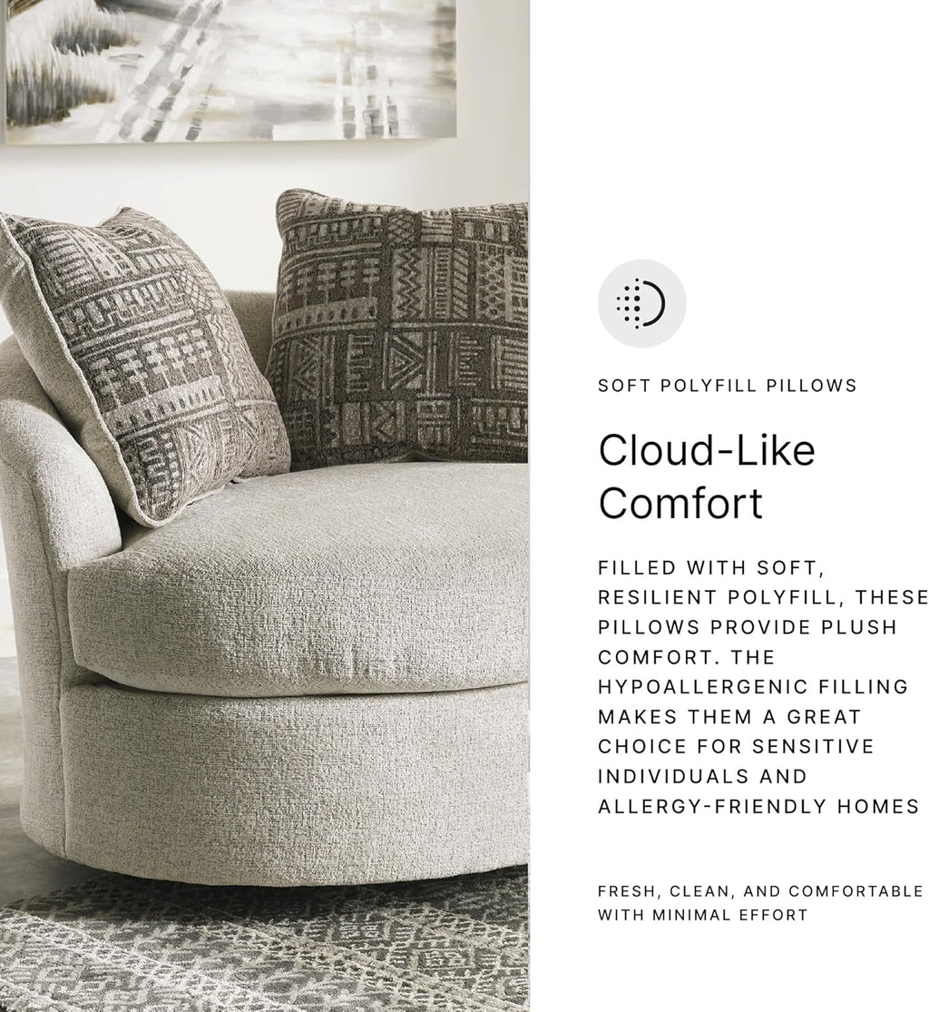 Signature Design by Ashley Soletren Contemporary Chenille 360-Degree Swivel Accent Chair, Off-White