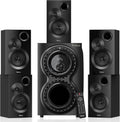 Bobtot Surround Sound Systems 1400 Watts Peak Power Home Theater Speakers - 12" Subwoofer Strong Bass 5.1 Wired Loud Stereo Audio System with ARC Optical Bluetooth Input for TV