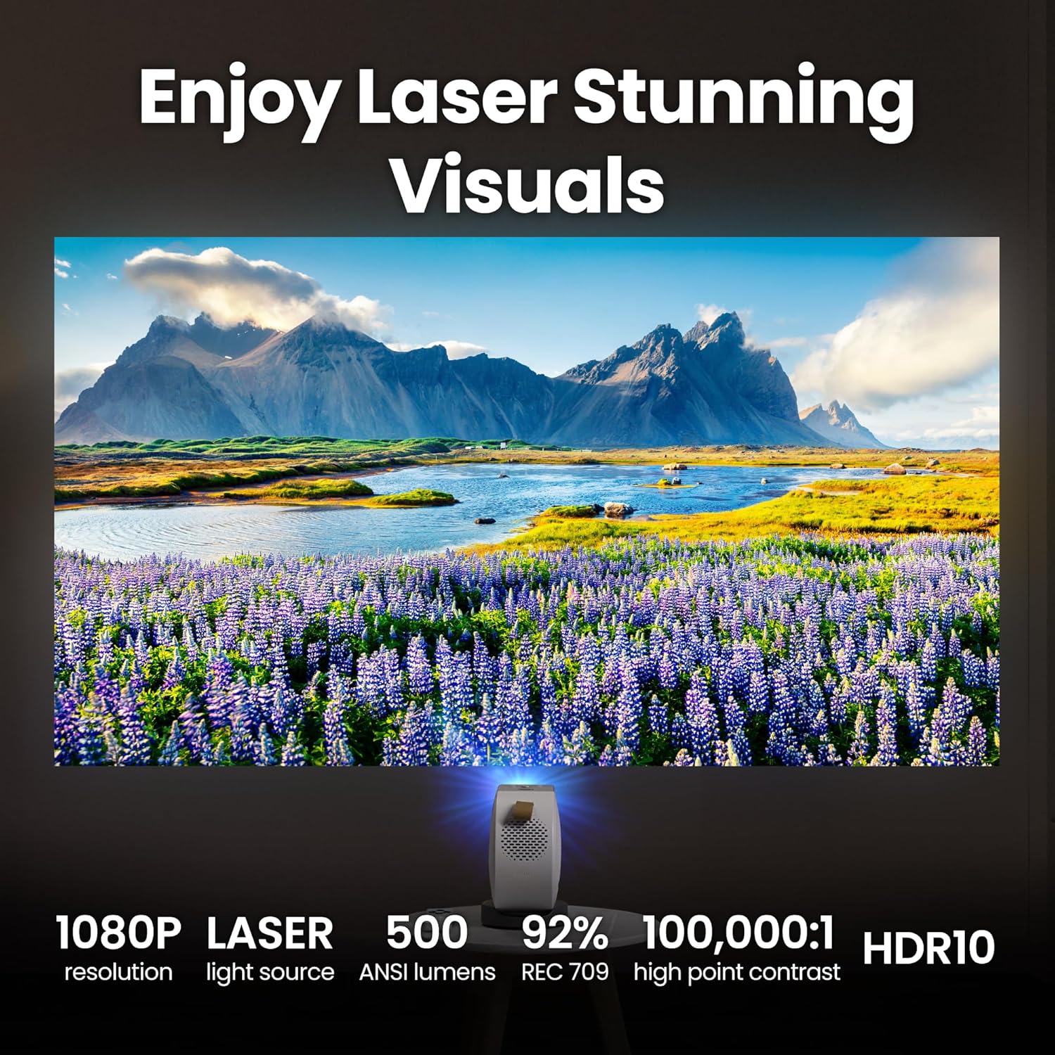 BenQ GV50 | Laser Portable Projector, 500 Lms, Native 1080p, 4K Supported, Ceiling Projection, Tripod Base, Rotating Angle, Google TV, Certified Netflix, WiFi & Bluetooth, Deep Woofer Built in speaker