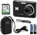 KODAK PIXPRO FZ45-BK 16MP Digital Camera 4X Optical Zoom 27mm Wide Angle 1080P Full HD Video 2.7" LCD Vlogging Camera, Bundle with Camera Case and 32GB SD Card, Kodak 1-Year Limited Warranty. (Black)