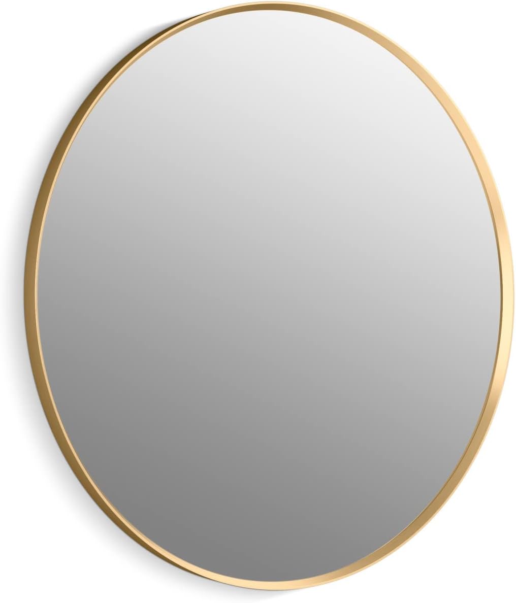 Kohler Essential 36 in. W x 36 in. H Round Framed Wall Mount Bathroom Vanity Mirror in Moderne Brushed Gold