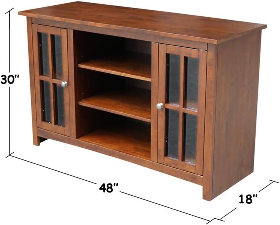 Solid Wood Entertainment / TV Stand with 2 Doors - 48", Espresso