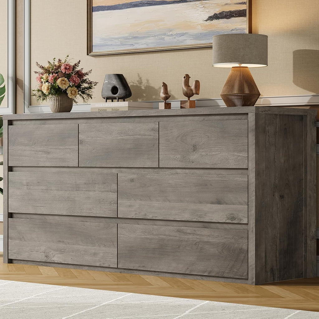 GarveeHome 7 Drawer Dresser for Bedroom, Wide Modern Chest of Drawers, Large Wood Dresser Wooden Storage Organizer for Living Room, Hallway Entryway