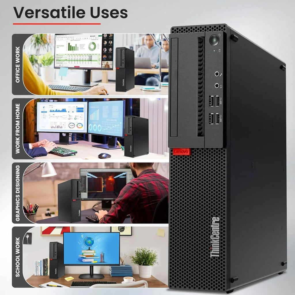 Lenovo ThinkCentre M910S Desktop Computer PC - Intel Core i5-7500 7th Gen - 16GB DDR4 Ram - 128GB SSD - WiFi - Wireless Keyboard & Mouse - Windows 11 Pro (Renewed)