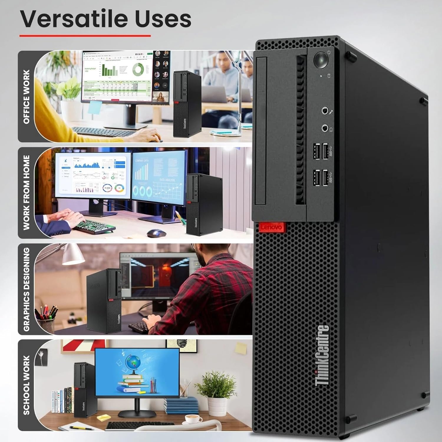 Lenovo ThinkCentre M910S Desktop Computer PC - Intel Core i5-7500 7th Gen - 32GB DDR4 Ram - 512GB SSD - WiFi - Wireless Keyboard & Mouse - Windows 11 Pro (Renewed)