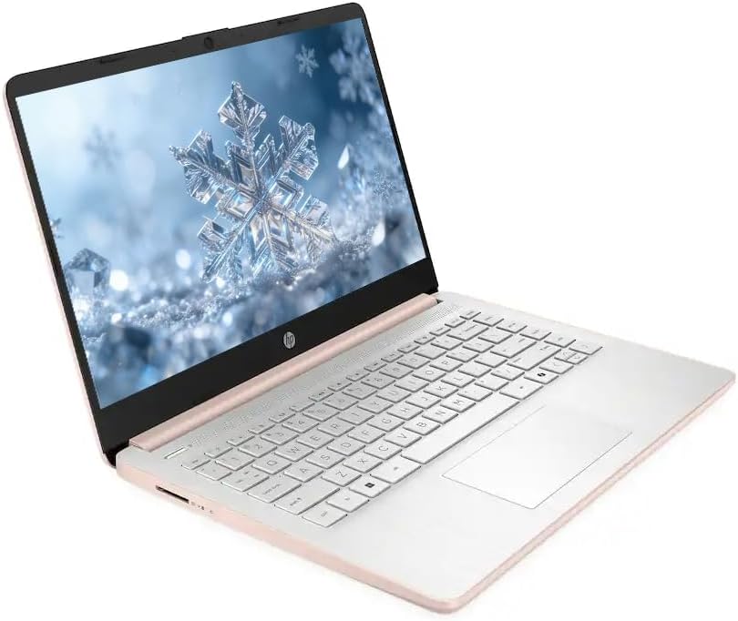 HP 14" Business Laptop, 1-Year Office 365 with Copilot AI, Dual-Core Intel Processor, Windows 11, PLUSERA 8-in-1 Hub Included, Rose Gold (Rose Gold, 8GB RAM | 576GB Storage)