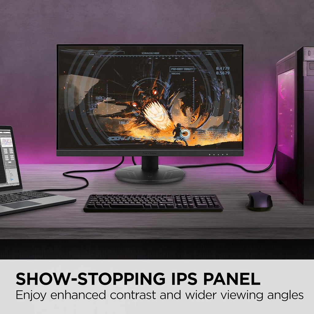 ViewSonic VX2416A 24 Inch 1080p Gaming Monitor, IPS Display with 120Hz and 1ms for Smooth Home Entertainment, Eye Care Technology, DisplayPort, USB-C, and HDMI Inputs