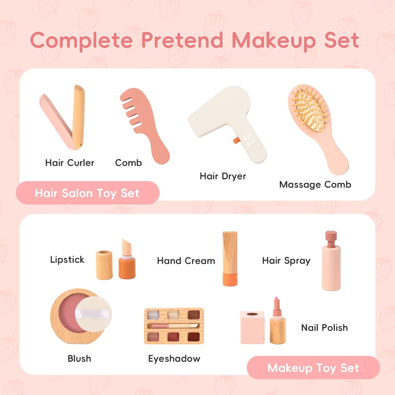 OOOK Toddler Vanity for 3 Year Old, Kids Vanity with Pretend Makeup Accessories, Makeup Table for Kids with Drawer, Pink