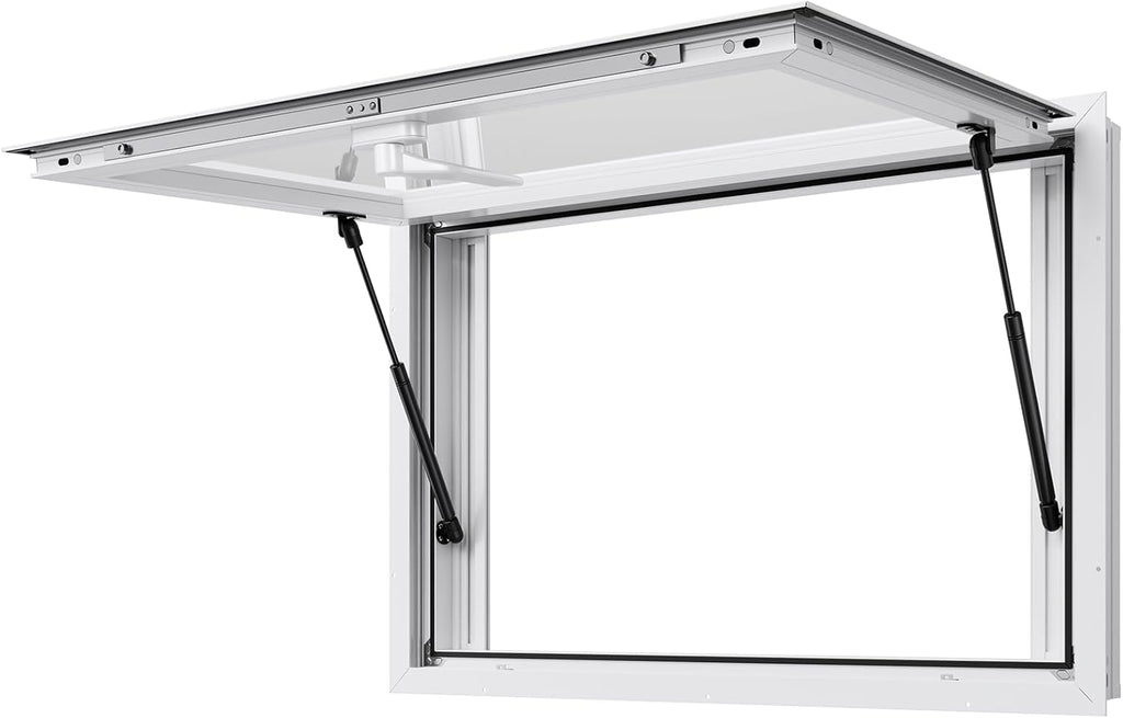 VEVOR Concession Window Aluminum Alloy Frame Service Windows for Food Truck, Up to 85 Degrees Stand Serving Window with Awning Door and Drag Hook (2 left&right sliding windows, 36x24in)