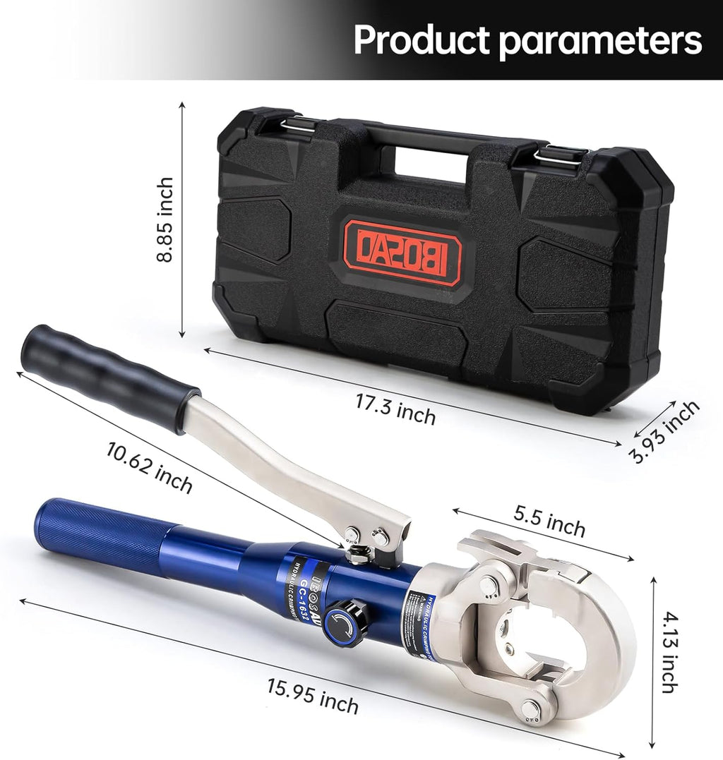 Copper Tube Fittings Hydraulic Pipe Crimping Tool with 1/2",3/4" and 1" Jaw Copper Pipe Press Crimper Pressing Pliers, with Pipe Cutter