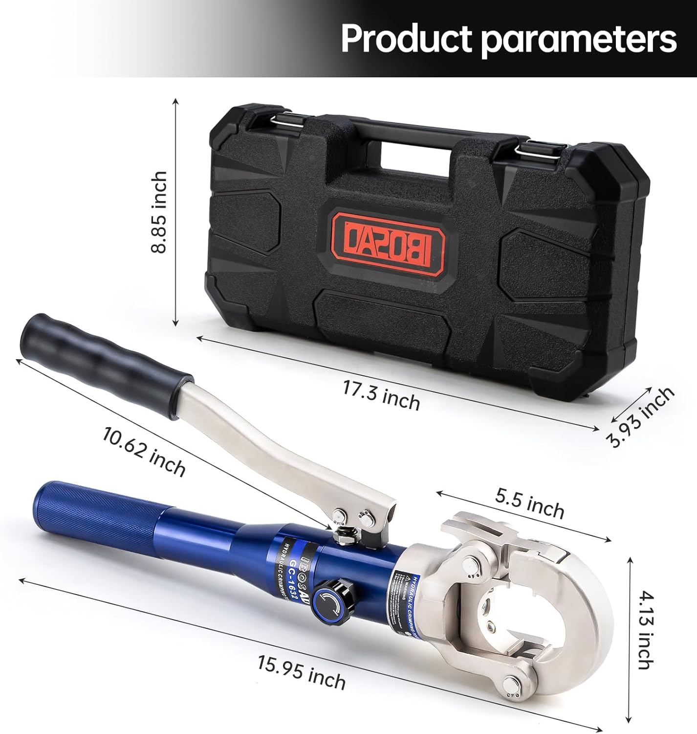 Copper Tube Fittings Hydraulic Pipe Crimping Tool with 1/2",3/4" and 1" Jaw Copper Pipe Press Crimper Pressing Pliers, with Pipe Cutter