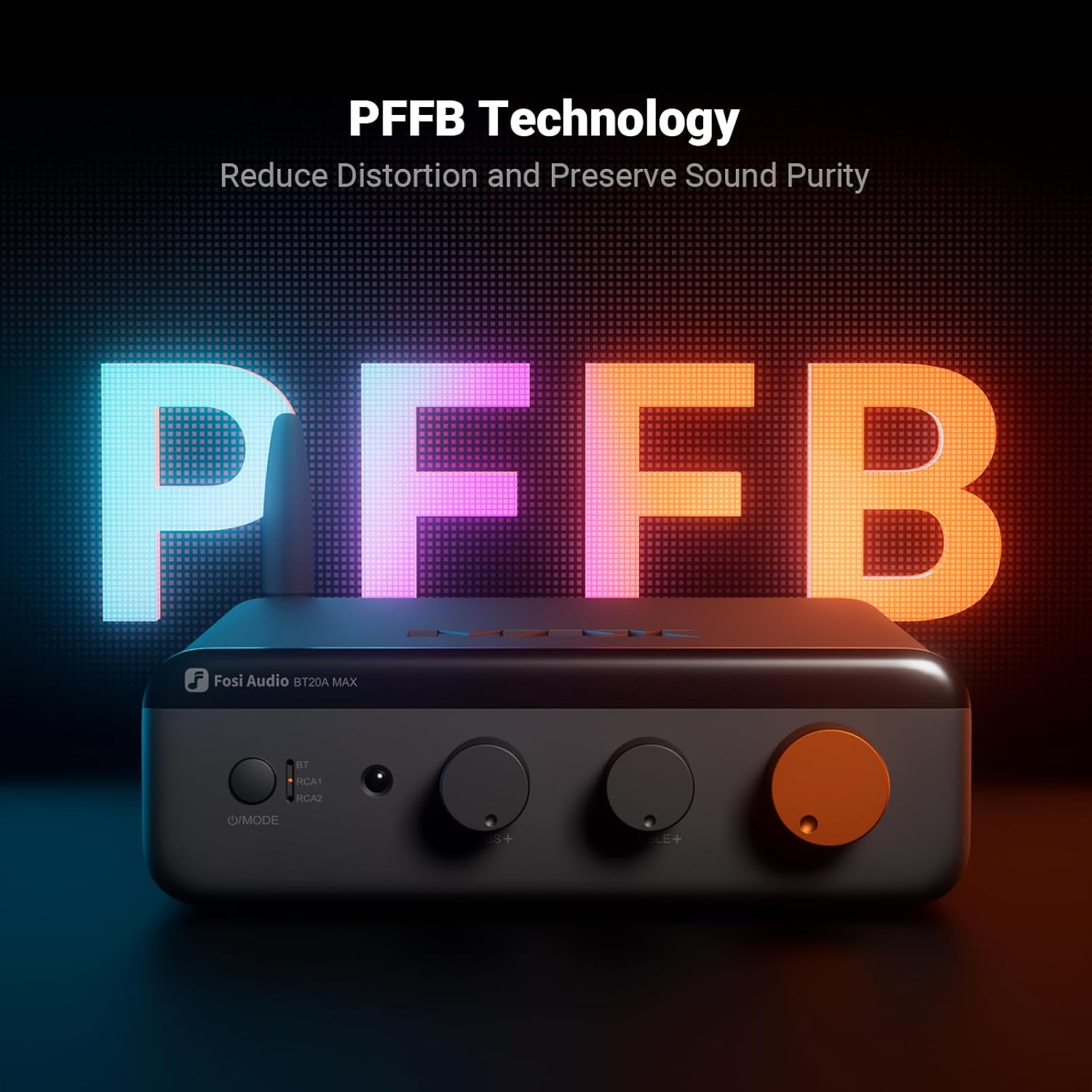 Fosi Audio BT20A MAX Stereo Power Amplifier, 300W x 2 Hi-Fi Audio Amp with PFFB Technology, LDAC Bluetooth 6.0, Dual Independent Power Supply, Remote Control, Perfect for 2.1 Systems & Home Audio