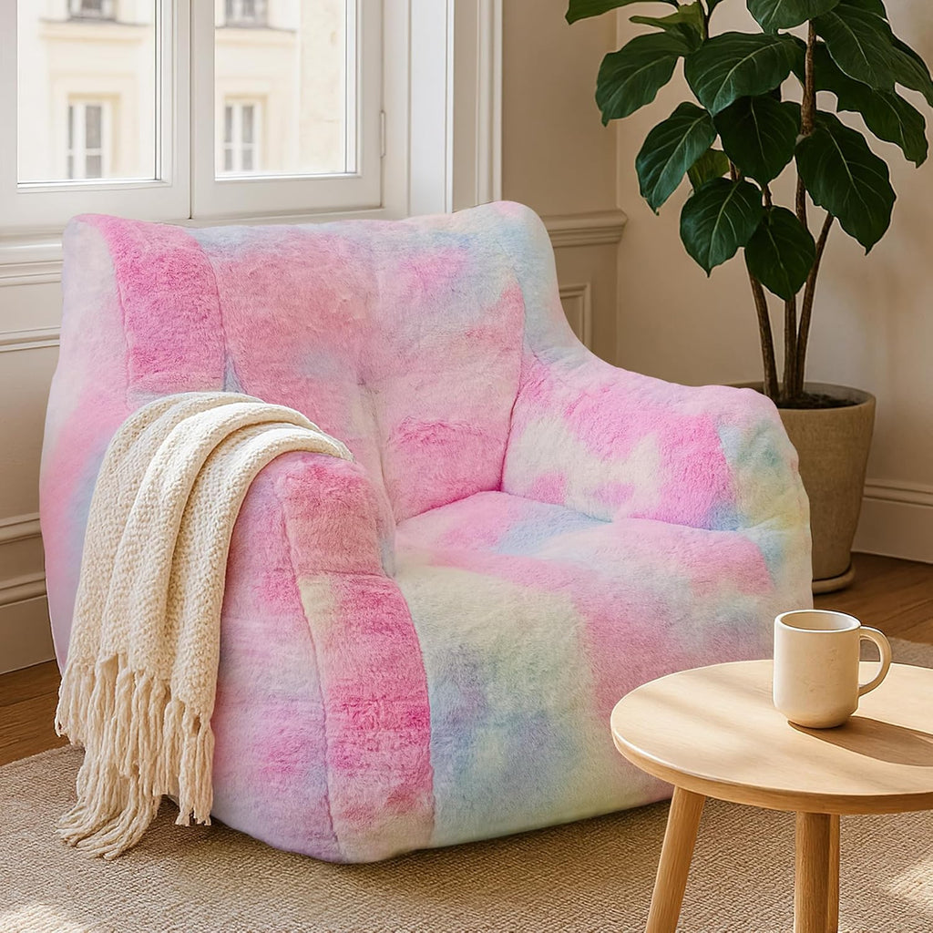 Recaceik Bean Bag Chairs, Giant Bean Bag Chair for Bedroom, Living Room (Rainbow)
