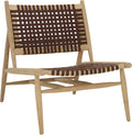 Safavieh Home Collection Soleil Natural and Cognac Leather Woven Accent Chair