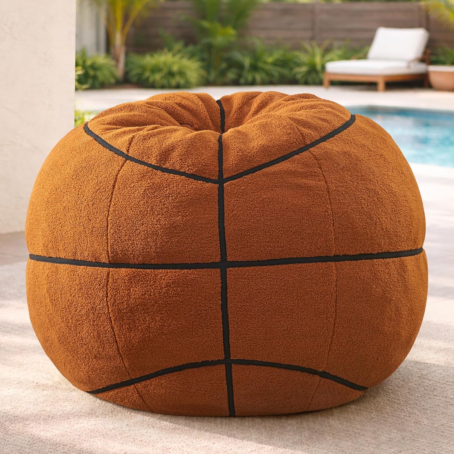 Sports Basketball Bean Bag Chair - Giant Bean Bag Chairs for Adults and Kids - Oversized Bean Bag Sofa Couch with Filler - Plush BeanBag Furniture for Living Room Bedroom Dorm Office - 44 Inch