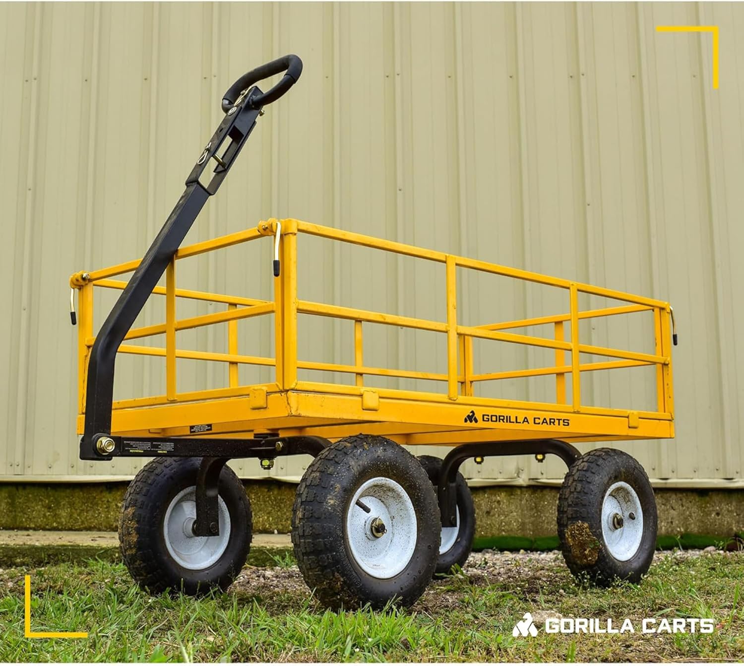 Gorilla Carts Heavy Duty, All Terrain Garden Wheelbarrow, 1200 Lb, Yellow - Gardening Equipment for Yard, Lawn, and Outdoor Use